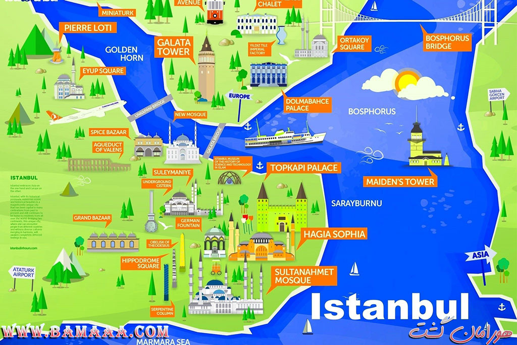نقشه توریستی استانبول