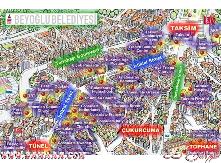 نقشه خیابان استقلال استانبول